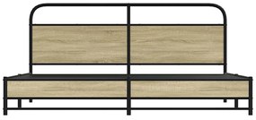 Estrutura de cama sem colchão 193x203cm metal carvalho sonoma