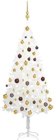 vidaXL Árvore Natal artificial pré-iluminada c/ bolas 150 cm branco