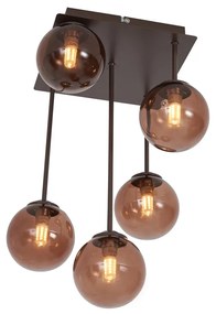 Plafon de design bronze com vidro bronze 5-luzes - Athens Design