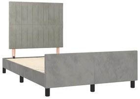 Estrutura de cama sem colchão cinza claro Veludo