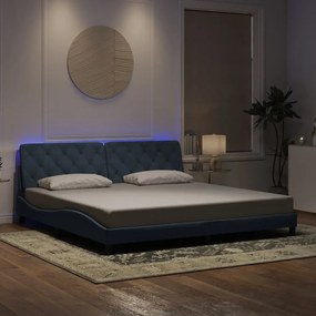 Estrutura de cama c/ luzes LED 200x200cm veludo cinzento-escuro