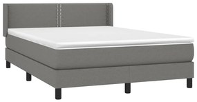 Cama com molas/colchão 140x190 cm tecido cinzento-escuro