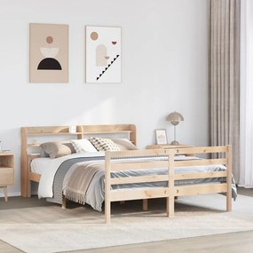 Estrutura de cama com cabeceira 140x200 cm pinho maciço