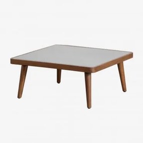 Mesa De Centro Garden Marília Em Cimento E Madeira De Acácia Cinza & 70 X 70 Cm - Sklum