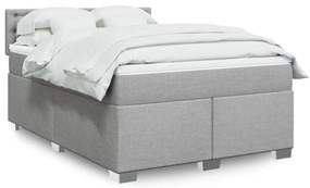vidaXL Cama com molas/colchão 140x190 cm tecido cinzento-claro