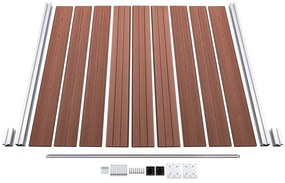 Painel vedação WPC 2 quadrados + 1 inclinado 446x186cm castanho