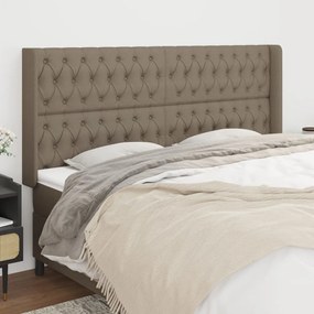 Cabeceira cama abas tecido 203x16x118/128 cm cinza-acastanhado