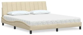 vidaXL Cama com colchão 180x200 cm tecido cor creme
