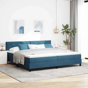 vidaXL Cama Box com colchão Azul Escuro 200 x 200 cm Veludo