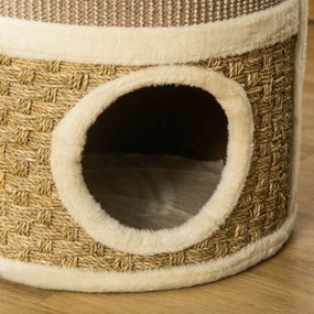 PawHut Arranhador em Forma de Cilindro para Gatos com 3 Níveis Platafo