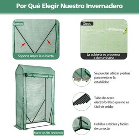 Estufa de jardim portátil com porta com fecho de correr Cobertura PE 100 x 50 x 170 cm Verde