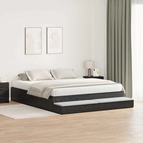 Estrutura de Cama Armazenamento Carvalho Preto 180x200 cm