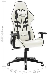 Cadeira de gaming couro artificial branco e preto