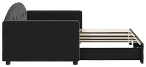 Sofá-cama com gavetão 90x190 cm veludo preto