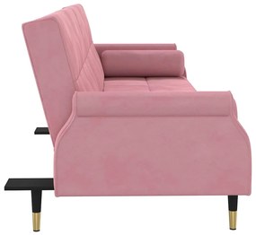 Sofá-cama com almofadões veludo rosa