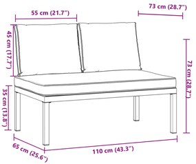 Banco de jardim com almofadões alumínio preto