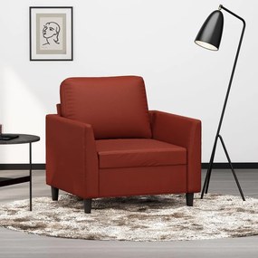 vidaXL Poltrona 60 cm couro artificial vermelho tinto