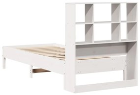 Cama com estante sem colchão 90x200 cm pinho maciço branco