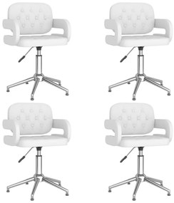vidaXL Cadeiras de jantar giratórias 4 pcs couro artificial branco