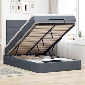 vidaXL Estrutura de cama otomana com colchões cinza escuro Veludo