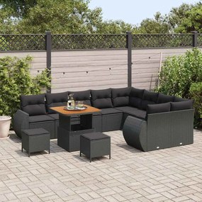 vidaXL Conjunto de Sofá de Jardim 12 pcs Preto vime PE