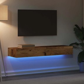 Móveis de TV com luzes LED 2 pcs 60x35x15,5 cm madeira velha