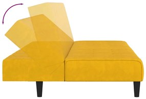 Sofá-cama de 2 lugares veludo amarelo