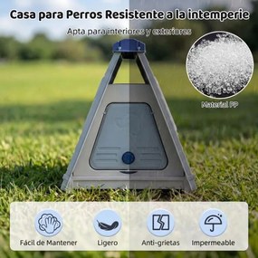 Casota para caes dobrável de plástico impermeável para cães 72 x 60 x 68 cm, com porta com aba e fecho, janelas, portátil, para interior e exterior, p