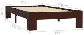 Estrutura de cama 90x200 cm pinho maciço castanho-escuro