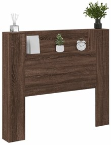 Armário cabeceira luzes LED 120x16,5x103,5 cm carvalho castanho