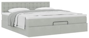 Estrutura de cama otomana com colchão 160x200 cm cinzento claro