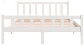 Estrutura de cama casal 135x190 cm madeira maciça branco