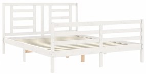 Estrutura de cama King Size com cabeceira madeira maciça branco