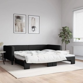 vidaXL Sofá-cama com gavetão 100x200 cm tecido preto