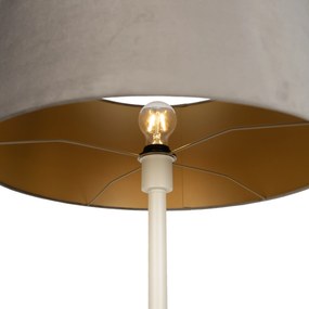 Candeeiro de Pé Japandi Bege com Abajur Taupe e Interior Dourado 50cm - Simplo