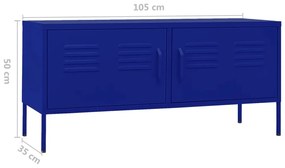 Móvel de TV aço 105x35x50 cm azul-marinho