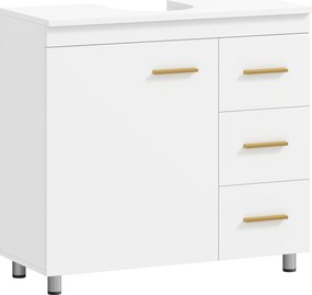 HOMCOM Móvel inferior para banheiro, design em 3 níveis, MDF, aglomerado, branco | Aosom Portugal