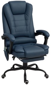 Vinsetto Cadeira de Escritório de Massagem Cadeira de Escritório Altura Ajustável Encosto Reclinável e Controle Remoto Azul | Aosom Portugal