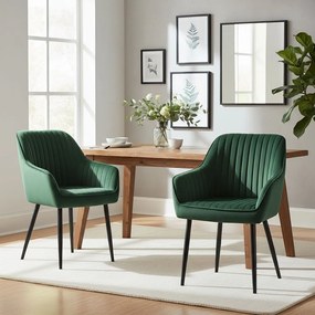Conjunto de 2 cadeiras de sala de jantar 85 x 63 x 62,5 cm verde e preto