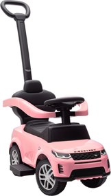 AIYAPLAY Carro Andador 2 em 1 para Crianças Land Rover Discovery com Buzina Pega de Empurrar e Barra Removíveis 84x40x94,5 cm Rosa | Aosom Portugal