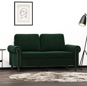 vidaXL Sofá de 2 lugares 120 cm veludo verde-escuro