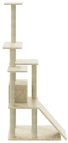 Árvore para gatos c/ postes arranhadores sisal 155 cm cor creme