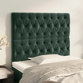 Cabeceira de cama 2 pcs veludo 90x7x78/88 cm verde-escuro