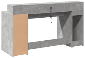 Secretária luzes LED 160x55x91 cm deriv. madeira cinza cimento