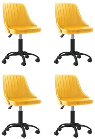 Cadeiras de jantar giratórias 4 pcs veludo amarelo