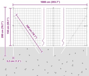Cerca Euro com 7 Posts 1,5x10 m Aço Galvanizado