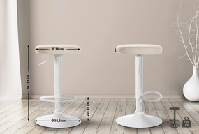 Conjunto de 2 bancos altos em couro sintético de estrutura branca 60-81 x 38,5 cm cor creme