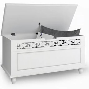 Baú arrumação de madeira Jersey 80x40x48cm Branco