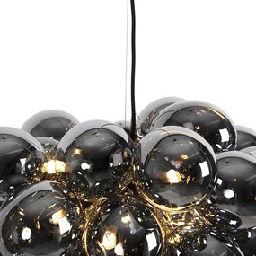 Candeeiro de suspensão de design preto com vidro fumê 8 luzes - Uvas Art Deco,Design