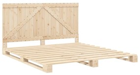 Estrutura de cama com cabeceira 200x200 cm pinho maciço